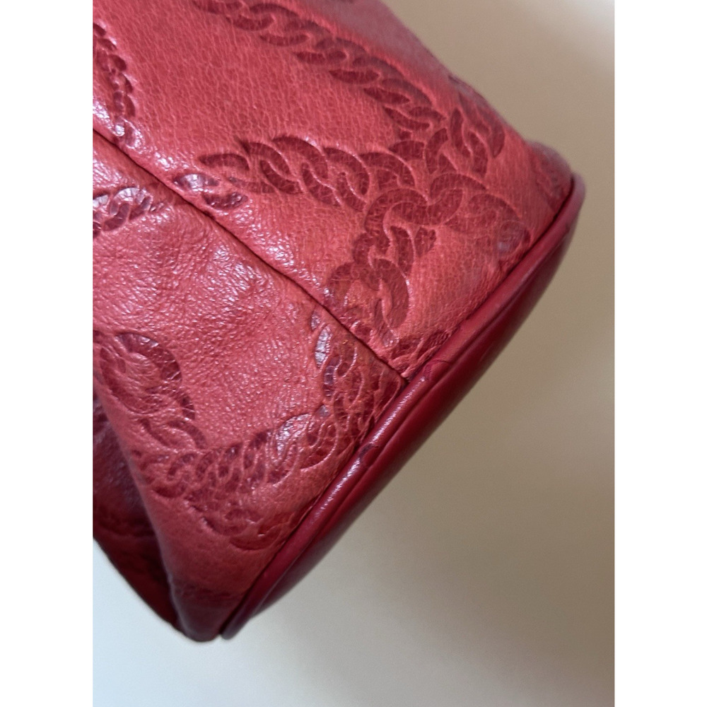 Red Leather Embossed Bucket Bag Crossbody Drawstring Purse Boho Western Festival - Picture 10 of 15
